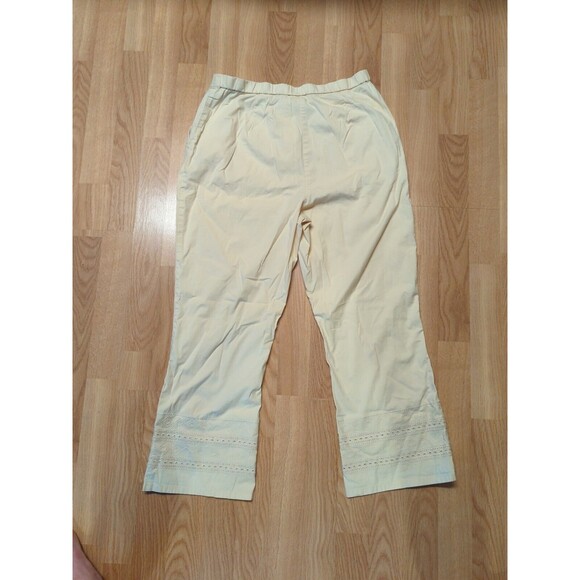 J Jill Pants Womens 12 Yellow Cotton Lycra Stretch Eyelet Detail Drawstring - Picture 6 of 9